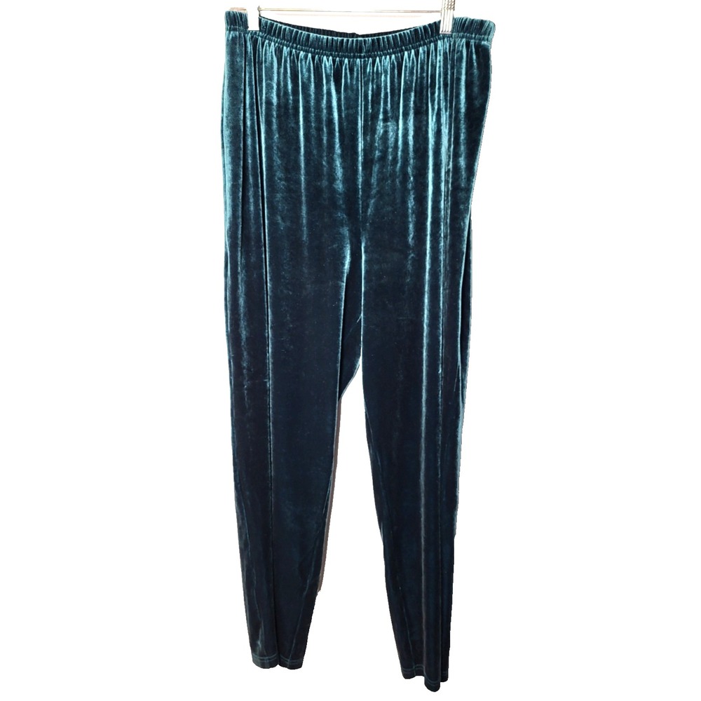 Coldwater Creek Teal Velour Sheen Pull On Stretch‎ Pant Medium Party Lounge